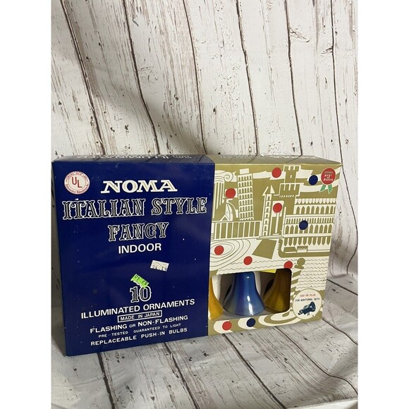Vintage Noma Italian Style Fancy Illuminated Ornaments in Original Box WORKING